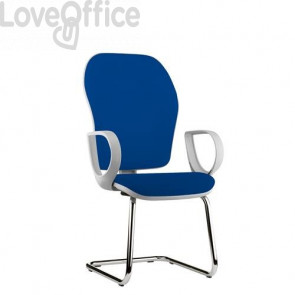sedia ufficio blu in microfibra con gambe a slitta