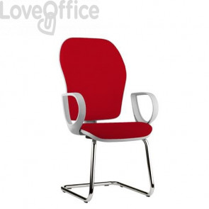 sedia ufficio rossa in microfibra con gambe a slitta