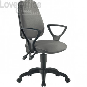 Sedia girevole per scrivania Unisit Leda LDAY Eco smart - schienale alto - rivestimento ignifugo Grigio - Con braccioli
