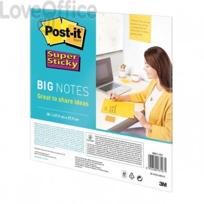 Foglietti riposizionabili Post-it® Supersticky big notes - 27,9x27,9 cm - giallo (30 fogli autoadesivi)