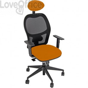 Sedia per ufficio HUBBLE GRAFIX UNISIT - con poggiatesta e schienale in rete - polipropilene - Arancione - Braccioli opzionali