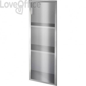 Anta alluminio-vetro Alessandria Unisit color Argento 45x90 cm sinistra