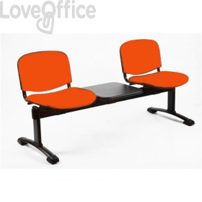 panca 2 posti con tavolino per attesa di colore arancio