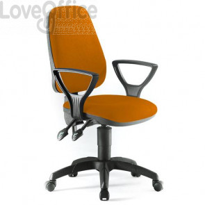 Sedia girevole per scrivania Unisit Leda LDAY Eco smart - schienale alto - rivestimento polipropilene Arancione - Braccioli opzionali