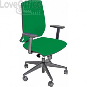Sedia ufficio girevole Unisit Giulia con base in alluminio - Braccioli inclusi - Rivestimento polipropilene Verde