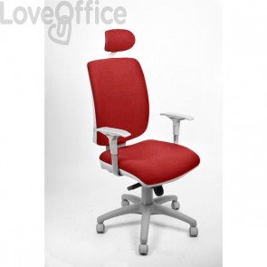 sedia ufficio girevole di colore rosso in tessuto ignifugo