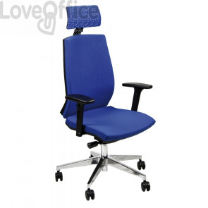 Sedia da ufficio in microfibra Blu con poggiatesta LARISSA UNISIT - Braccioli opzionali