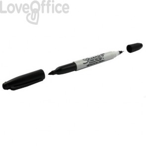 Penna indelebile doppia punta Sharpie Twin Tip - Nero - tonda - tratto 1-0,5 mm