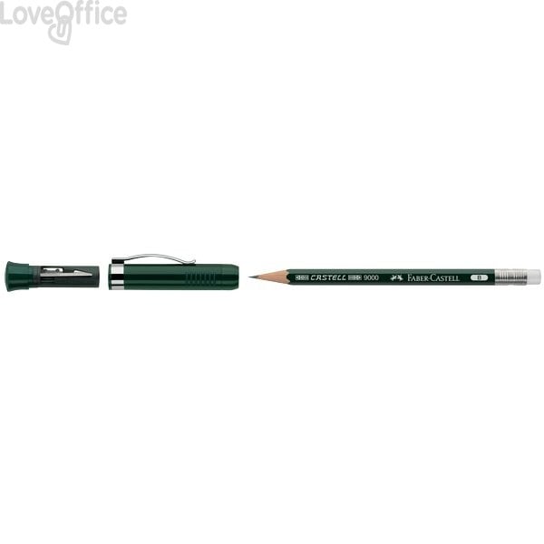 Lapis B con gommino Castell Faber Castell 9000 Extender - set con matita con allungalapis + temperino 