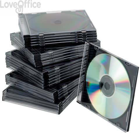 Porta CD/DVD Q-Connect Slim Case standard sp. 5 mm Nero/Trasparente - KF02210 (conf.25)