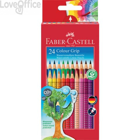 Faber Castell Matite Colorate Acquerellabili triangolari Colour Grip - Astuccio Cartone (Conf.24)