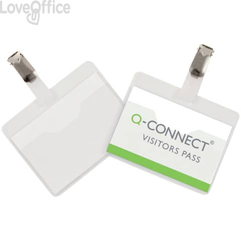 Portabadge Q-Connect plastica 90x60 mm con clip apertura superiore - KF01560(conf.25)
