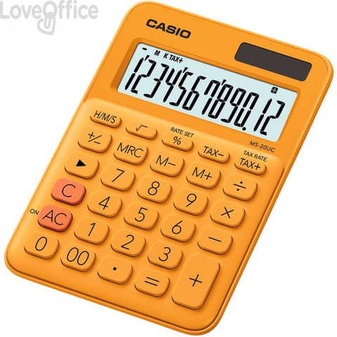 Calcolatrice da tavolo MS-20UC a 12 cifre Casio - Arancione - MS-20UC-RG