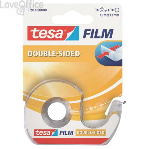 Nastro biadesivo Tesa tesafilm® 12mm x 7,5m in chiocciolina con lama in metallo Trasparente - 57912-00000-01