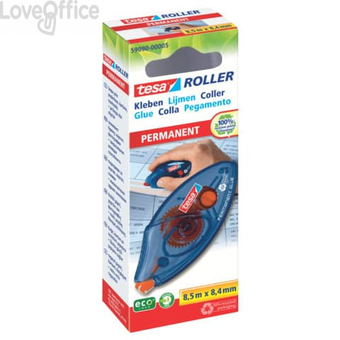 Colla roller Tesa adesivo permanente monouso ecoLogo® per carta e cartone Trasparente - 59090-00005-03