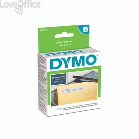 Etichette per Dymo LabelWriter - permanenti - 54x25 mm - Bianco - S0722520 (Rotolo da 500 etichette)