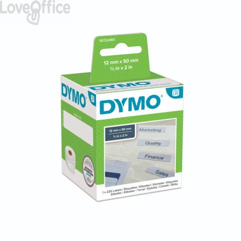 Etichette per Dymo LabelWriter permanenti - per cartelle sospese - 50x12 mm - Bianco (Rotolo da 220 etichette)