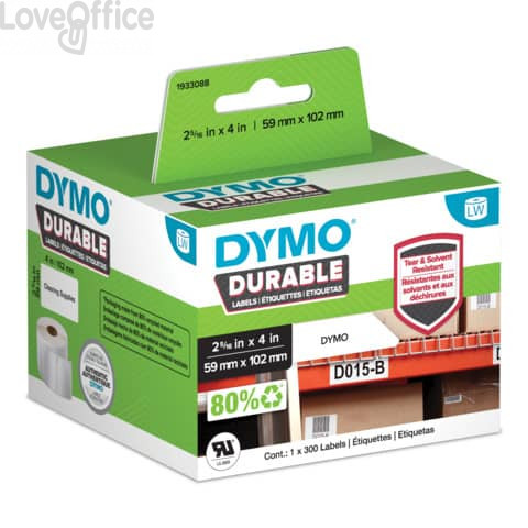 Etichette Bianche Dymo Label Writer Durable - 59x102 mm - 1933088 (Rotolo da 300 etichette)