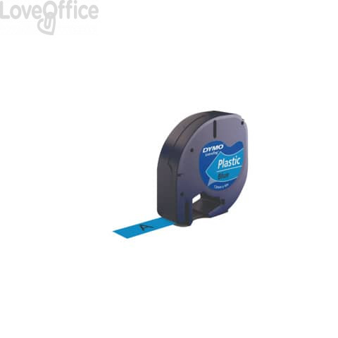 Nastro per etichettatrici Dymo LetraTag plastica - 12 mm x 4 m - Nero/blu