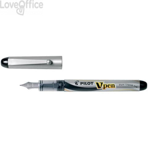 Penna Stilografica usa e getta - Nero - media - tratto 0,5 mm - V Pen Silver Pilot 
