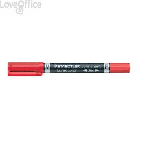 Pennarello doppia punta indelebile Rosso Staedtler Lumocolor® permanent duo - 0,6-1,5 mm