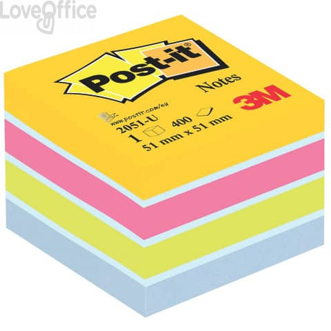 Foglietti riposizionabili colorati Post-it® Notes Minicubo Ultra Assortito - 51x51 mm - 2051-U (400 foglietti)