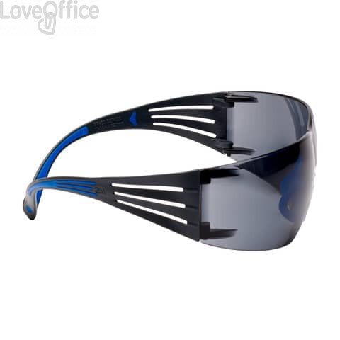 Occhiali di protezione 3M SecureFit™ 400 montatura Scotchgard™ anti nebbia - lenti grigie Blu/Grigio - SF402SGAF- Blu
