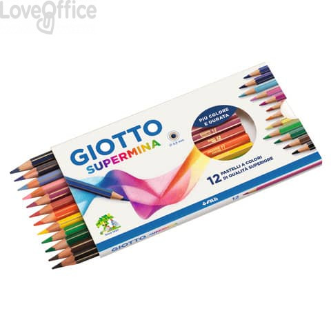 Pastelli colorati GIOTTO Supermina Assortite - 3,8 mm - da 3 anni in poi (conf.12)
