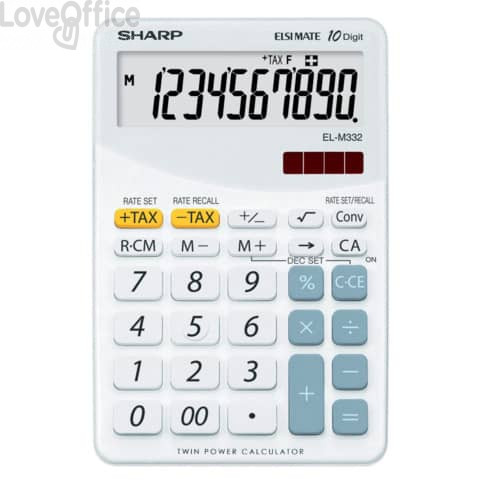 Calcolatrice da tavolo EL-M332B a 10 cifre Sharp - Bianco - SH-ELM332BWH
