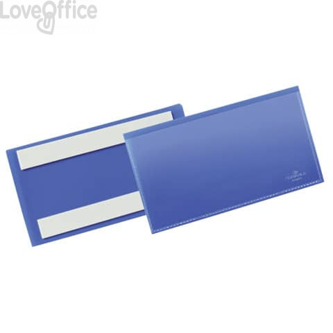 Tasca con bande adesive Durable Blu - per inserti f.to 15x6,7 cm (conf.50)