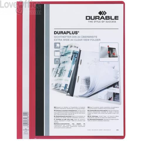 Cartelline ad aghi DURABLE DURAPLUS® A4 Rosso 257903 (conf.25)