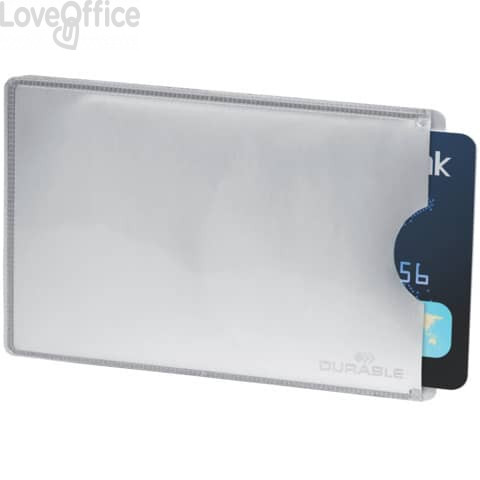 Tasca porta carte di credito DURABLE RFID SECURE Argento metallizzato 54x86mm - 890023 (conf.10)