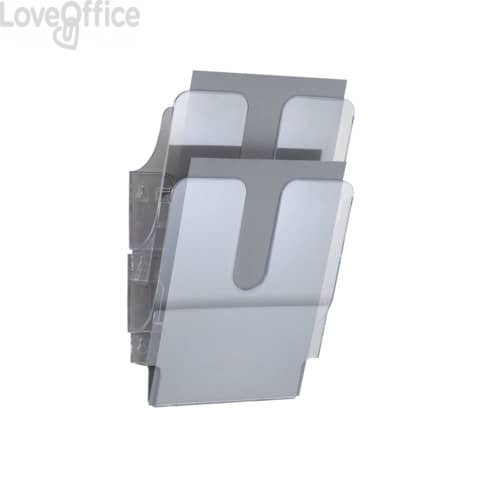 Portadepliant da parete Flexiplus Durable - 2 scomparti - A4 - 24,7x10x36 cm - Trasparente - 1709008400
