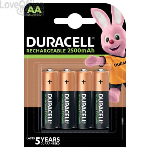 Batterie ricaricabili Duracell Precaricata Stilo 2400 mAh AA - DU75 (conf.4)