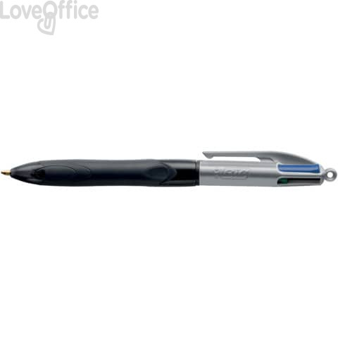 Penna a sfera 4 Colori Bic Colours™ grip - Penna a scatto 4 colori - fusto Nero/Grigio - 1 mm