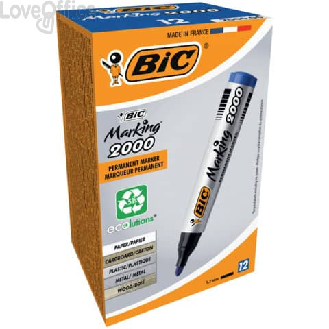 Permanent Marker 2000 Bic - Blu - tonda - 2,5 mm - 8209143 (conf.12)