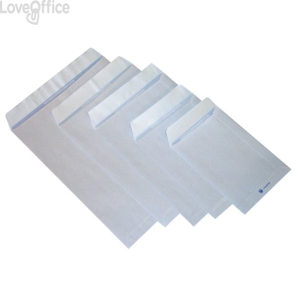 Buste a sacco con strip Pigna - Bianco - 16x23 cm - 80 g/m² - strip - 0029463 (conf.500)