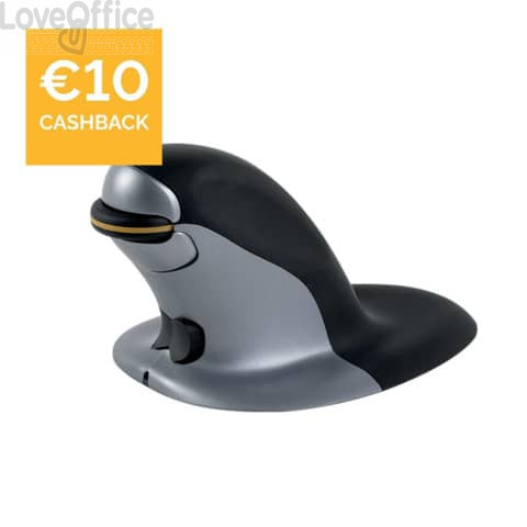 Mouse verticale FELLOWES Penguin® Wireless Nero/Argento medio 9894701
