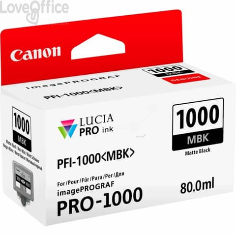 Cartuccia Canon Originale Ink-jet 0545C001 Cartuccia PFI-1000MBK - 80 ml - Nero opaco