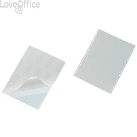 Tasche Adesive con Inserto in Cartoncino DURABLE POCKETFIX® - biglietti da visita 5,7x9 cm - Trasparente (conf.100)