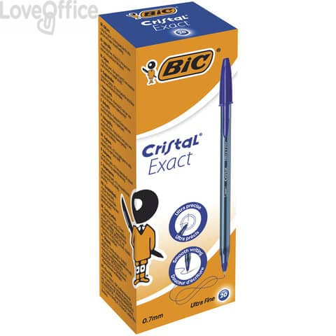 Penne a sfera con cappuccio BIC Cristal® Exact 0,7 mm Blu (conf.20)