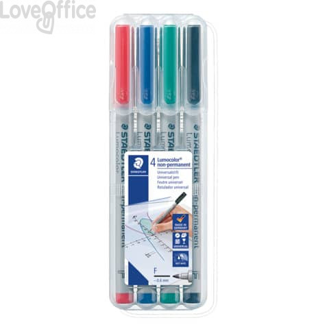 Penne a punta sintetica Staedtler Lumocolor® - F - non-permanente 316 0,6 mm Assortito - 316 WP4 (conf.4)