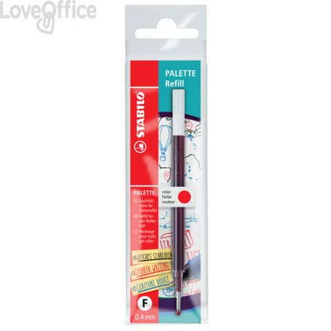 Refill per penna roller a scatto Palette Stabilo Rosso - 268/040-01 - 0,4 mm (conf.10)