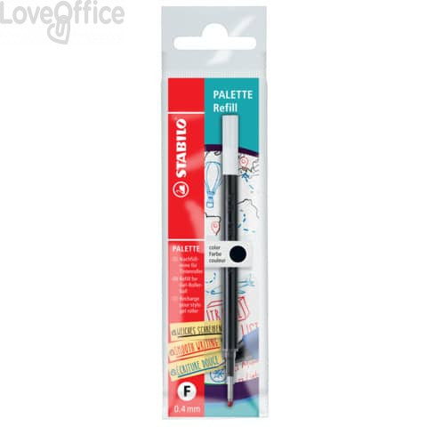 Refill per penna roller a scatto Palette Stabilo Nero - 268/046-01 - 0,4 mm (conf.10)