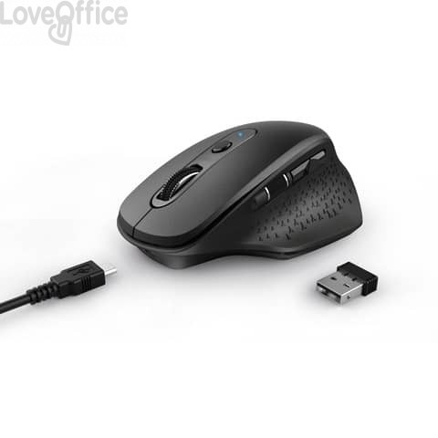 Mouse ergonomico ricaricabile wireless Trust OZAA ricevitore USB A 2.0 - portata 10 metri - Nero