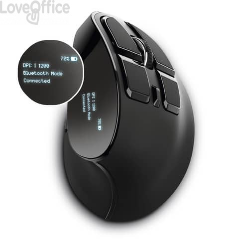 Mouse verticale ergonomico wireless Trust VOXX ricaricabile - ricevitore USB A 2.0 con display - Nero 23731