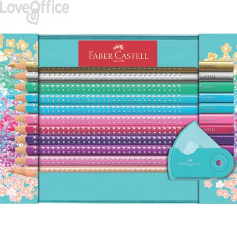 Matite colorate Faber-Castell Sparkle ergonomiche colori assortiti 20 matite + 1 temperino sleeve mini