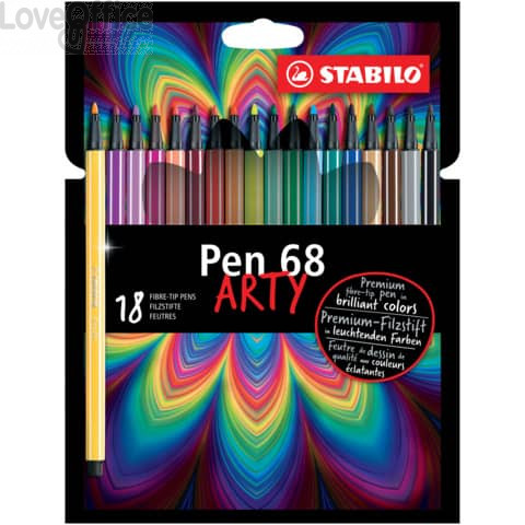 Pennarelli Stabilo Pen 68 arty - tratto 1 mm - colori assortiti (conf.18 pezzi)