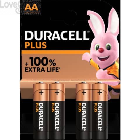 Batterie alcaline Duracell Plus100 Stilo AA - MN1500 mAh - DU0101 (conf.4)