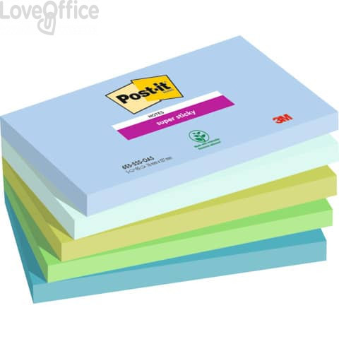 Foglietti Post-it® Super Sticky Oasis - 76x127 mm - 90 foglietti cad. (conf. 5 blocchetti)